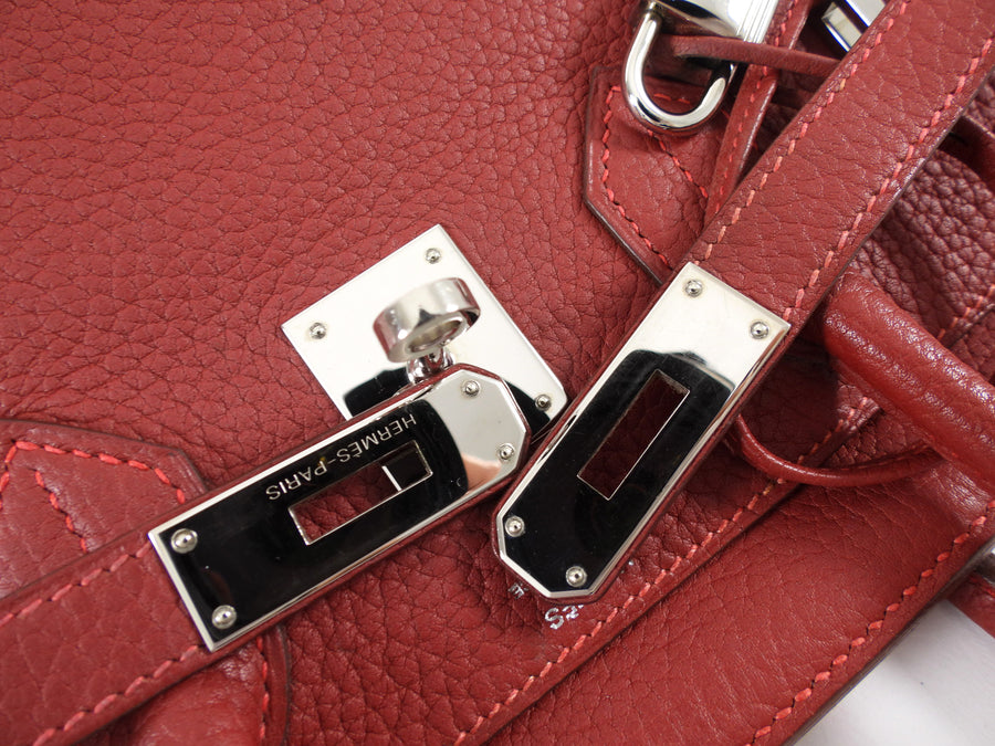 Hermes Birkin 30 Red Rouge Garance Togo Leather Bag PHW