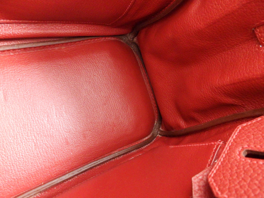 Hermes Birkin 30 Red Rouge Garance Togo Leather Bag PHW