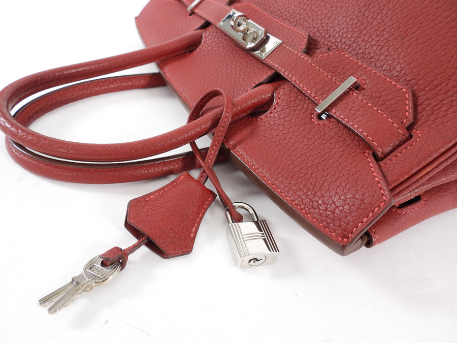 Hermes Birkin 30 Red Rouge Garance Togo Leather Bag PHW
