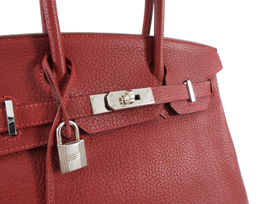Hermes Birkin 30 Red Rouge Garance Togo Leather Bag PHW