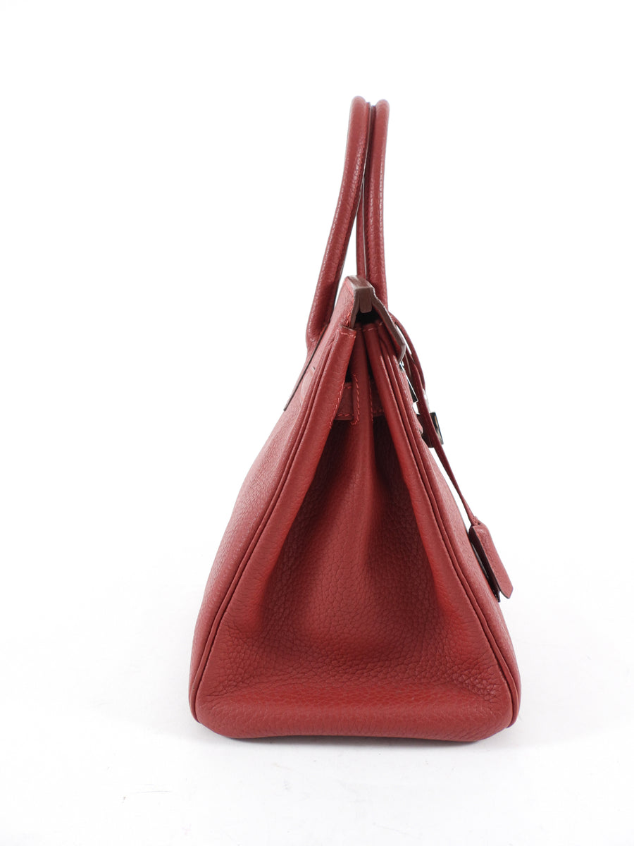 Hermes Birkin 30 Red Rouge Garance Togo Leather Bag PHW