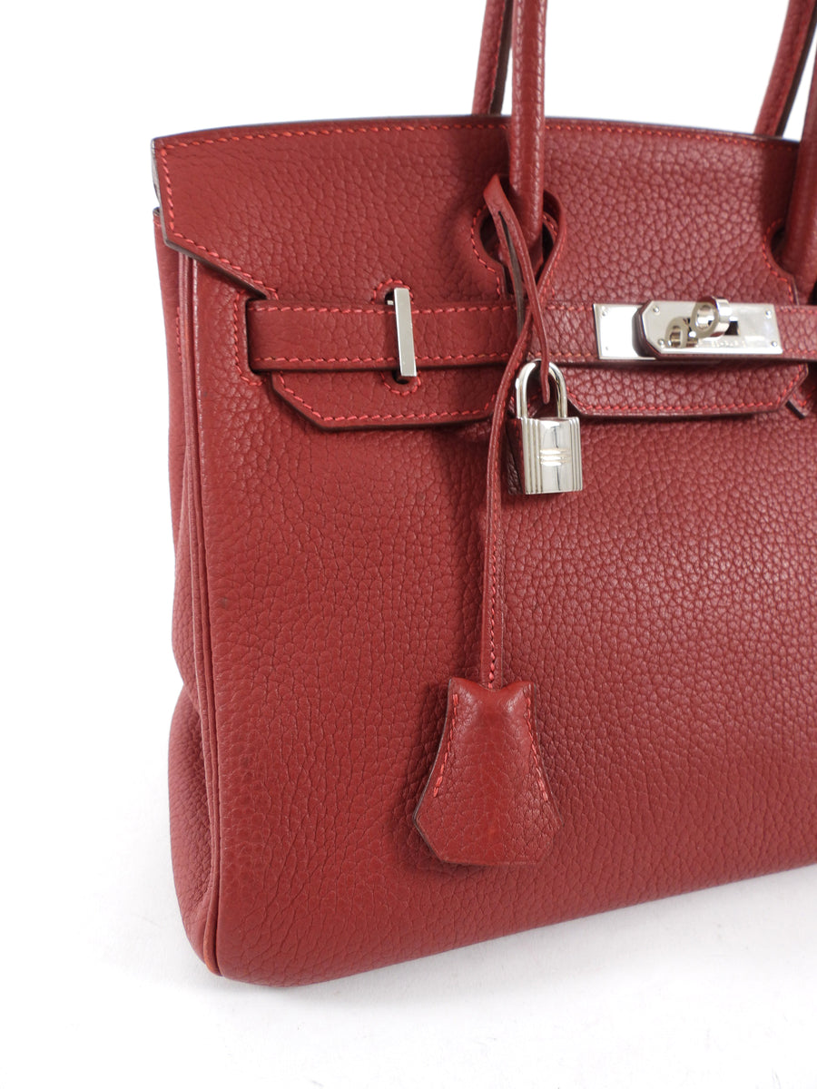 Hermes Birkin 30 Red Rouge Garance Togo Leather Bag PHW