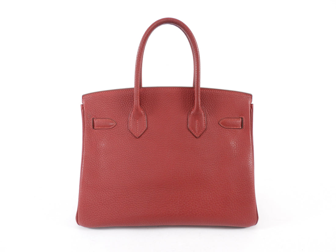 Hermes Birkin 30 Red Rouge Garance Togo Leather Bag PHW