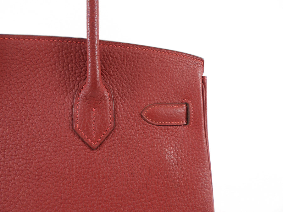 Hermes Birkin 30 Red Rouge Garance Togo Leather Bag PHW