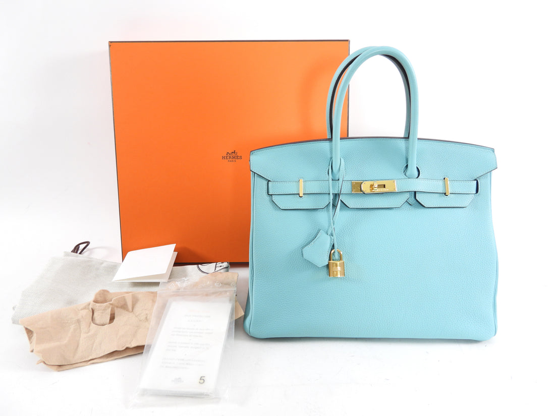 Hermes Birkin 35 Tiffany Turquoise Blue Togo Leather GHW Bag