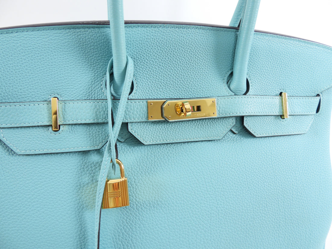 Hermes Birkin 35 Tiffany Turquoise Blue Togo Leather GHW Bag