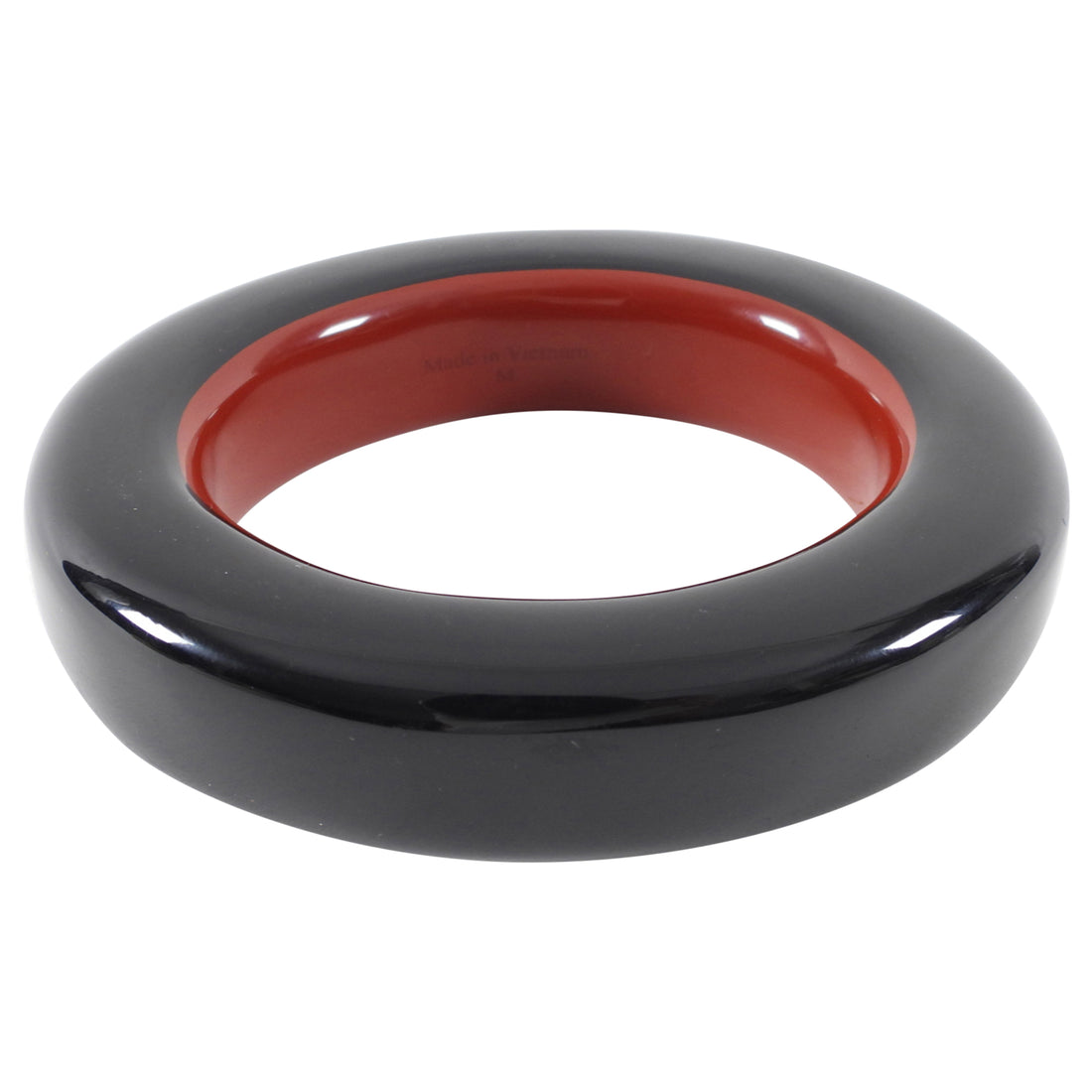 Hermes Ariodante Wood Lacquer Chunky Bangle - Black Red