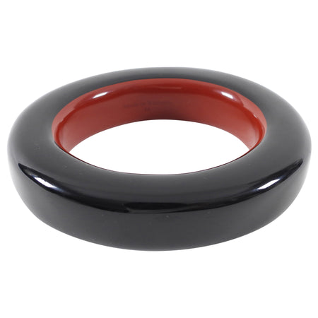 Hermes Ariodante Wood Lacquer Chunky Bangle - Black Red