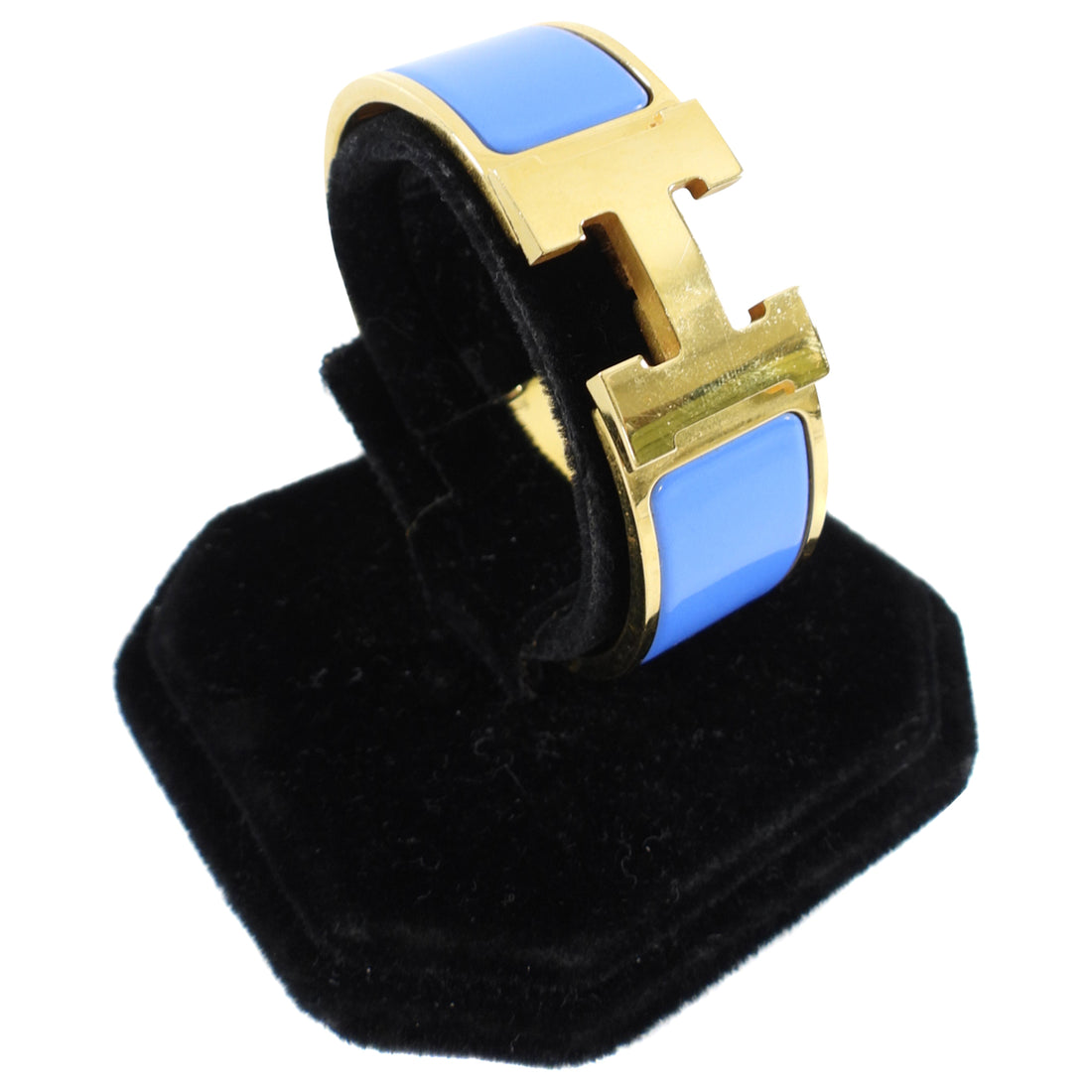 Hermes Blue Enamel Clic Clac H Bangle Bracelet GHW