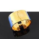 Hermes Blue Enamel and Goldtone XL H Cuff Bracelet