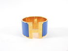 Hermes Blue Enamel and Goldtone XL H Cuff Bracelet
