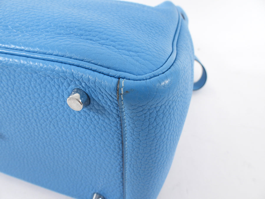 Hermes Blue Jean Clemence Leather Lindy 30 Bag PHW
