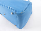 Hermes Blue Jean Clemence Leather Lindy 30 Bag PHW