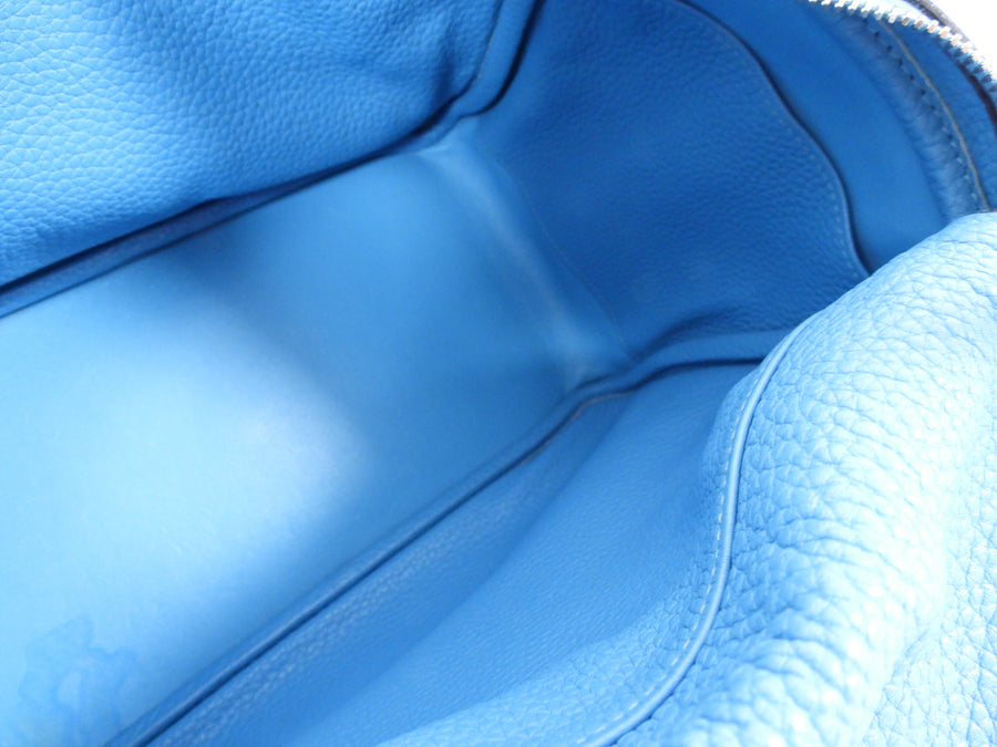 Hermes Blue Jean Clemence Leather Lindy 30 Bag PHW