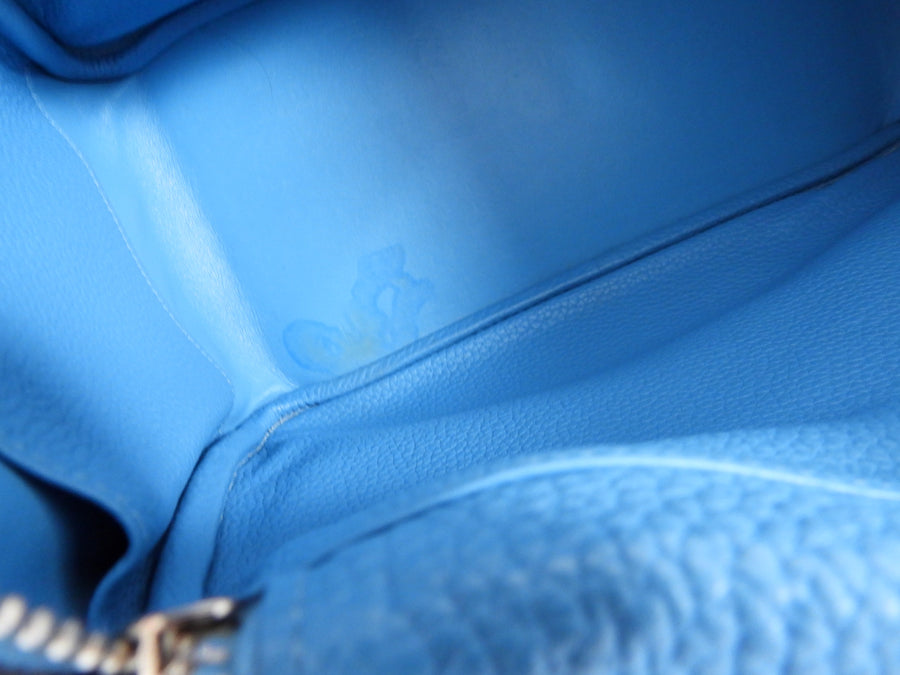 Hermes Blue Jean Clemence Leather Lindy 30 Bag PHW