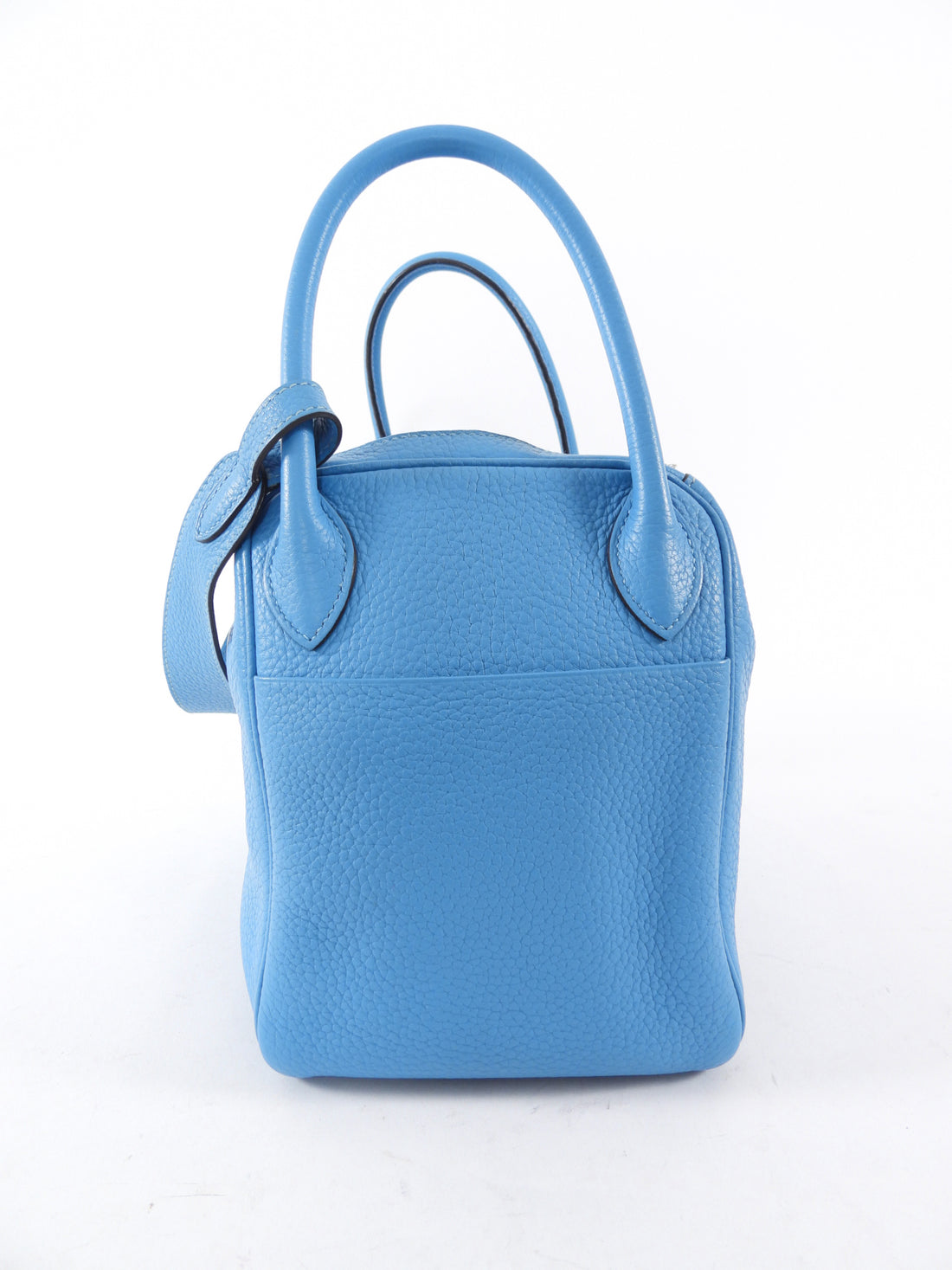 Hermes Blue Jean Clemence Leather Lindy 30 Bag PHW