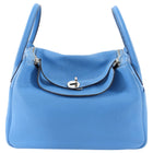 Hermes Blue Jean Clemence Leather Lindy 30 Bag PHW