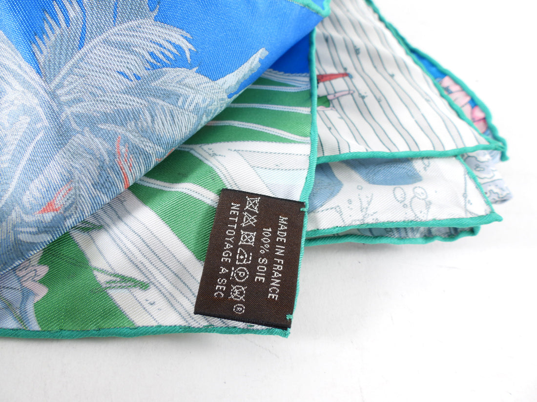 Hermes Le Grand Prix Blue White Pink Silk 90cm Scarf