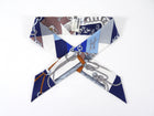 Hermes Cliquetis Twilly Silk Scarf Navy White Brown