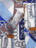 Hermes Cliquetis Twilly Silk Scarf Navy White Brown