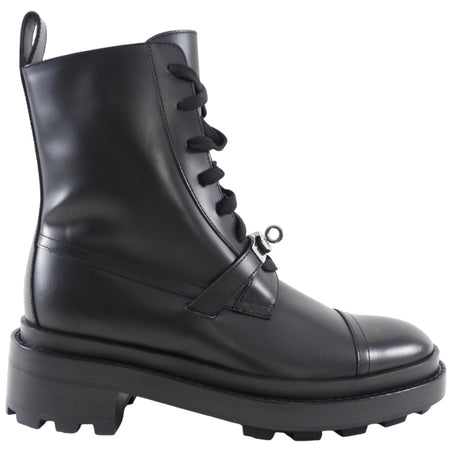 Hermes Black Leather Funk Ankle Boots - 37.5 / 37