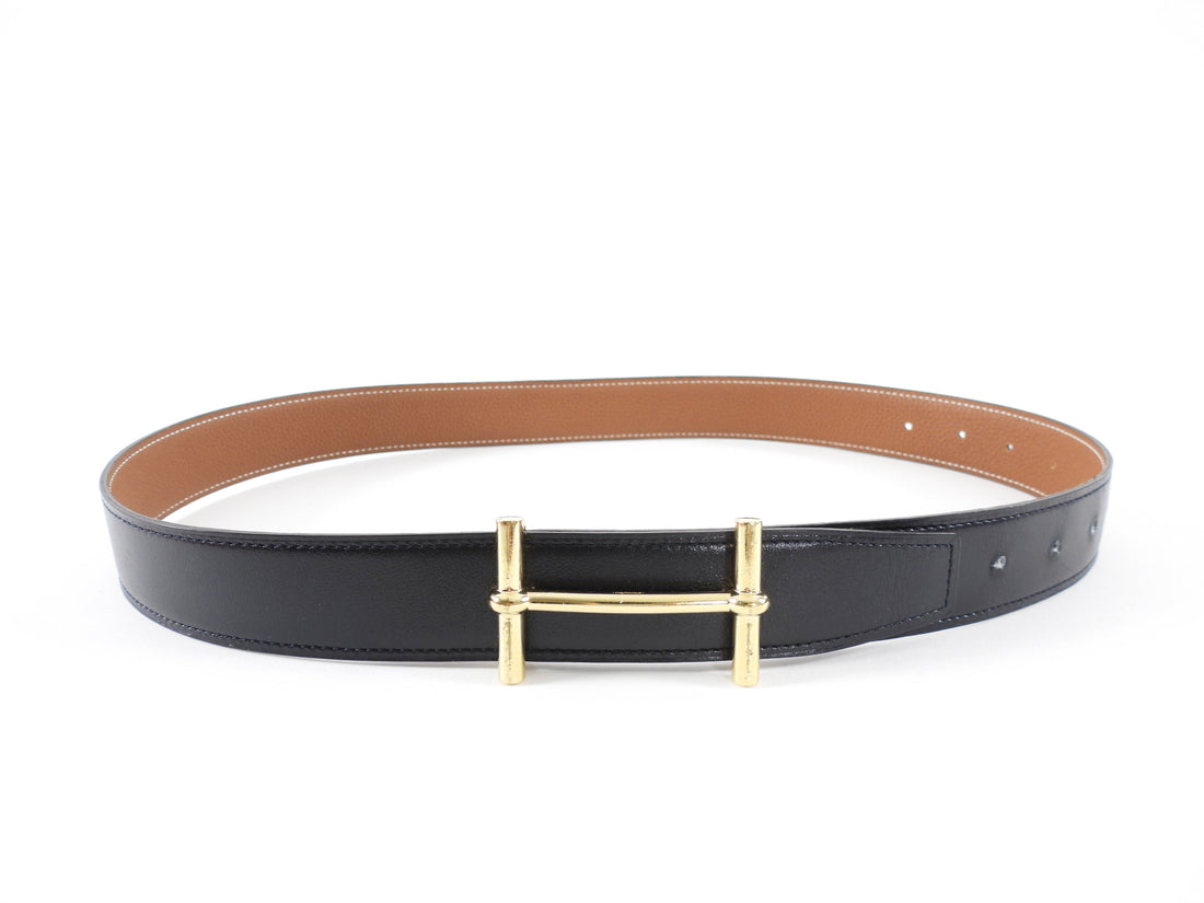 Hermes H D’ancre 32mm Black and Brown Reversible Belt Kit - 24-34"