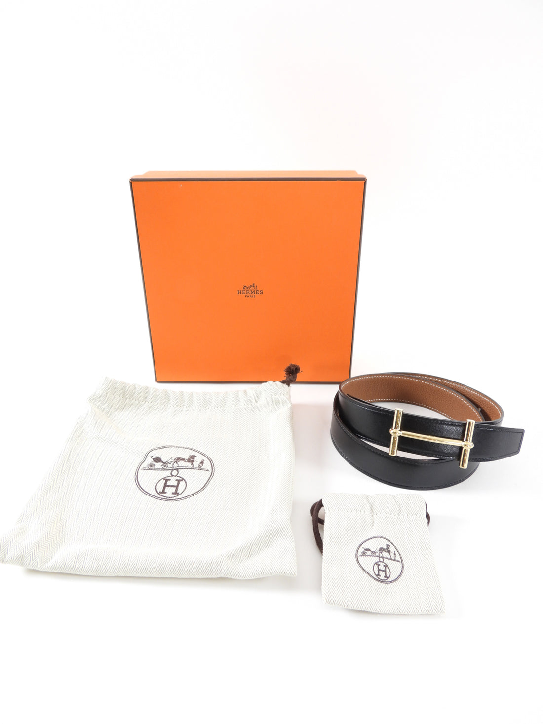 Hermes H D’ancre 32mm Black and Brown Reversible Belt Kit - 24-34"