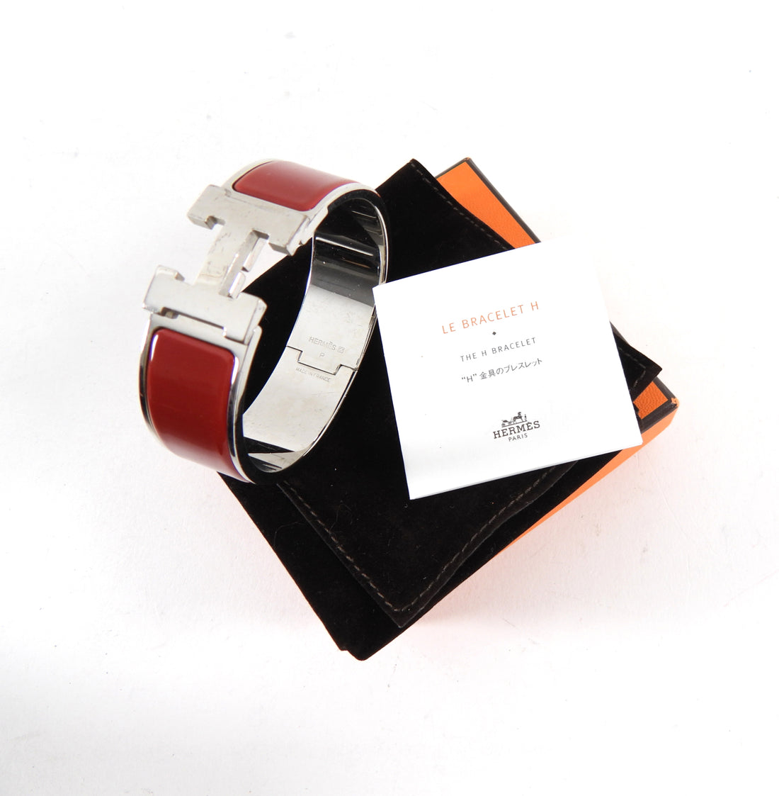 Hermes Red Enamel Clic Clac H Bangle Bracelet PHW - PM