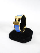 Hermes Blue Enamel Clic Clac H Bangle Bracelet GHW