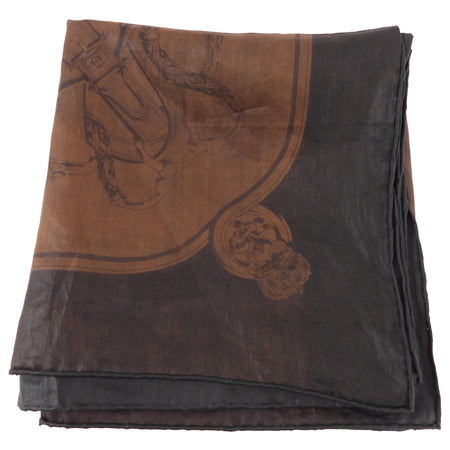 Hermes Cavalcadour Clair de Lune 90cm Brown Limited Edition Scarf