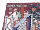 Hermes  Les Trésors d'un Artiste Burgundy / Red / Teal 90cm Silk Scarf