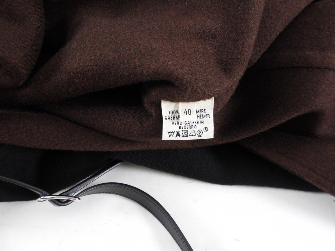 Hermes Black and Brown Double Faced Cashmere Belted Coat - FR40 / 8 (M)