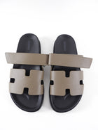 Hermes Etoupe Epsom Leather Chypre Sandals - 39