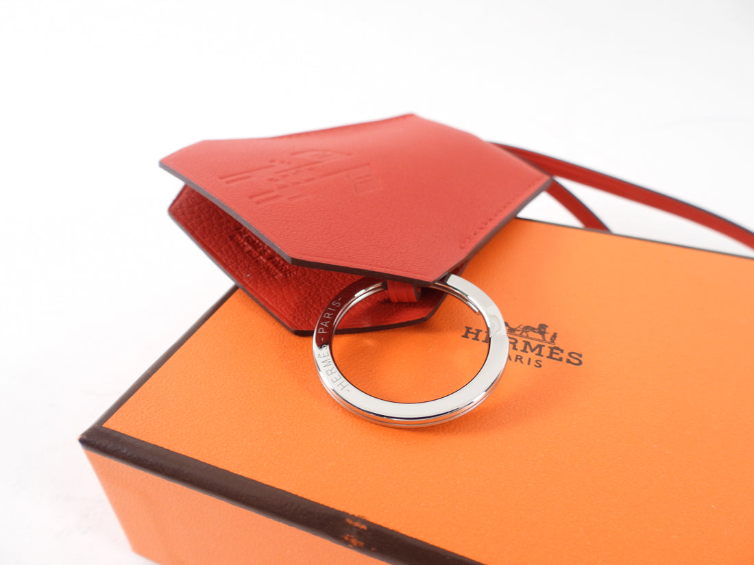Hermes Red Swift Leather Clochette Bag Charm