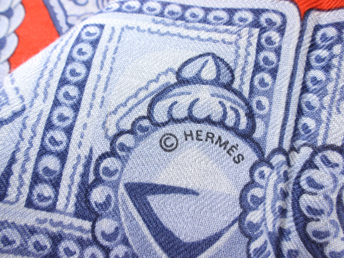 Hermes 140cm Silk Cashmere Cientures et Liens Pink Green Shawl Scarf