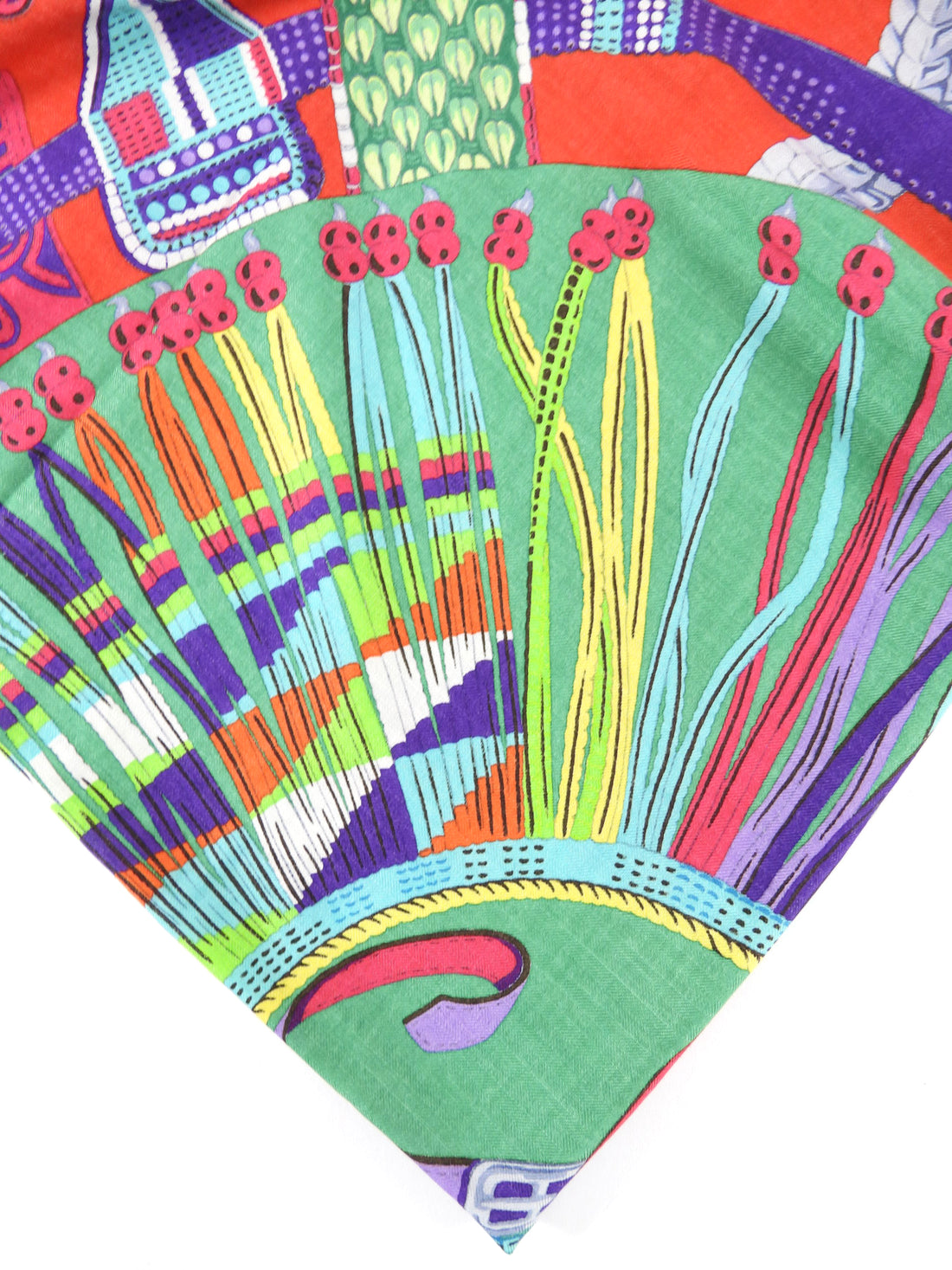 Hermes 140cm Silk Cashmere Cientures et Liens Pink Green Shawl Scarf