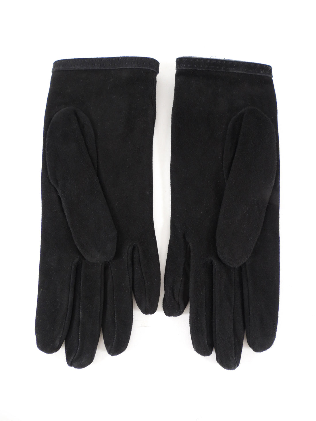 Hermes Vintage Black Suede Crystal H Buckle Gloves - XS 6.5
