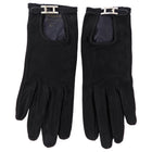 Hermes Vintage Black Suede Crystal H Buckle Gloves - XS 6.5