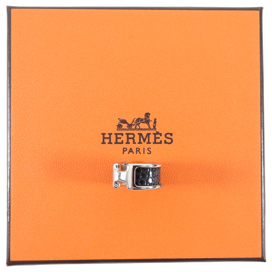 Hermes Olympe Black Lizard PHW Ear Cuff