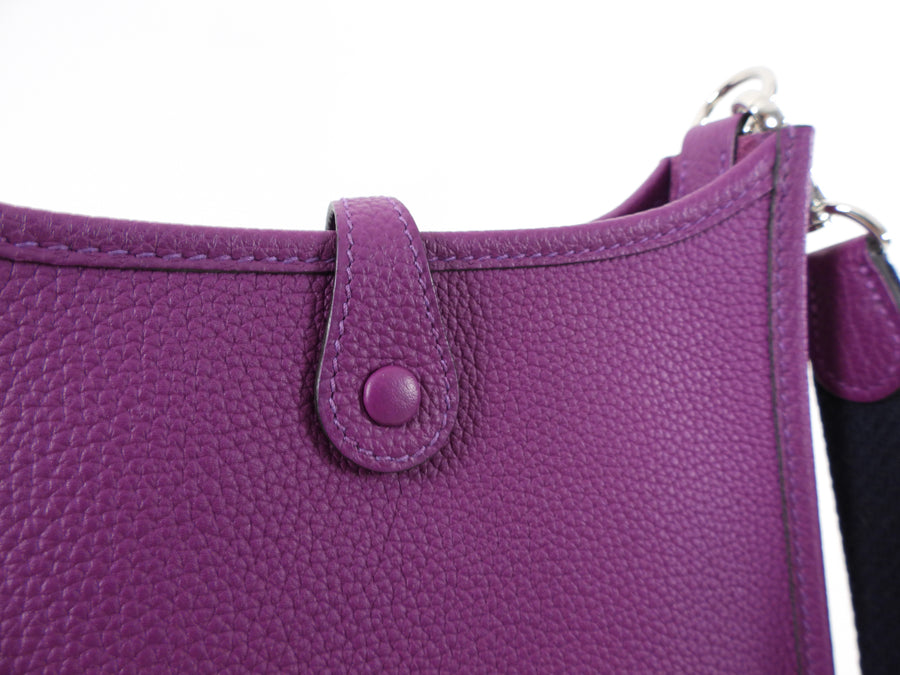 Hermes Anemone Purple Taurillon Maurice Leather and Marine Blue Evelyne TPM 16