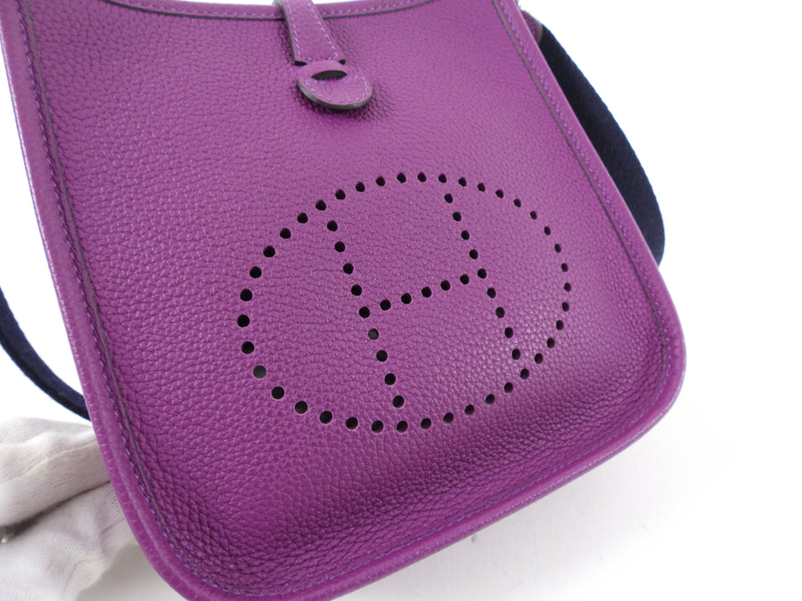 Hermes Anemone Purple Taurillon Maurice Leather and Marine Blue