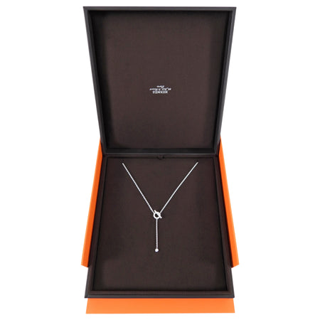 Hermes 18k White Gold Diamond Finesse Lariat Necklace