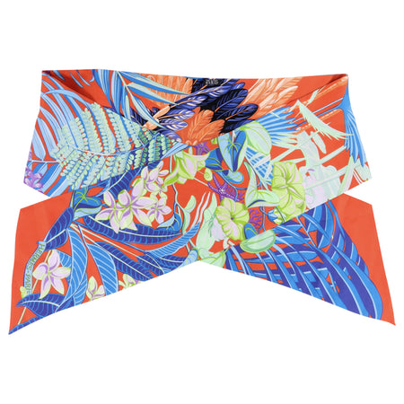 Hermes Flamingo Party Silk Maxi Twill Scarf Red Blue Lime
