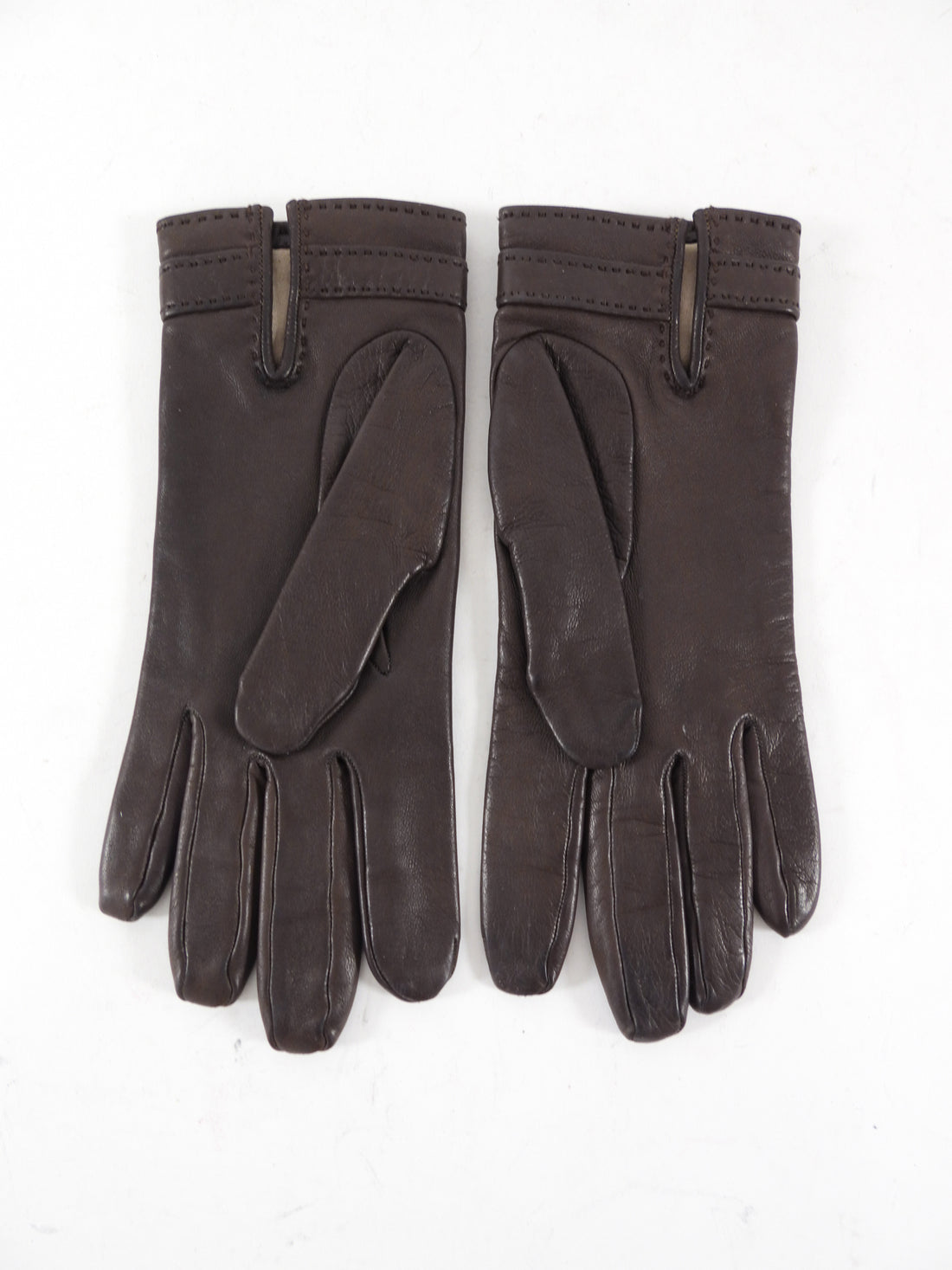 Hermes Dark Chocolate Brown Leather Gloves - 7 / 6.5
