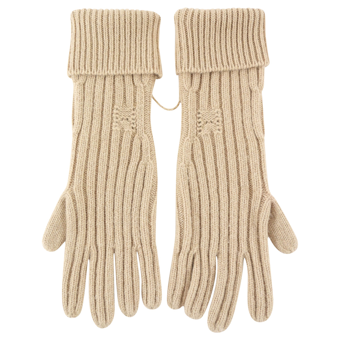 Hermes Beige Camel Wool Gloves - M