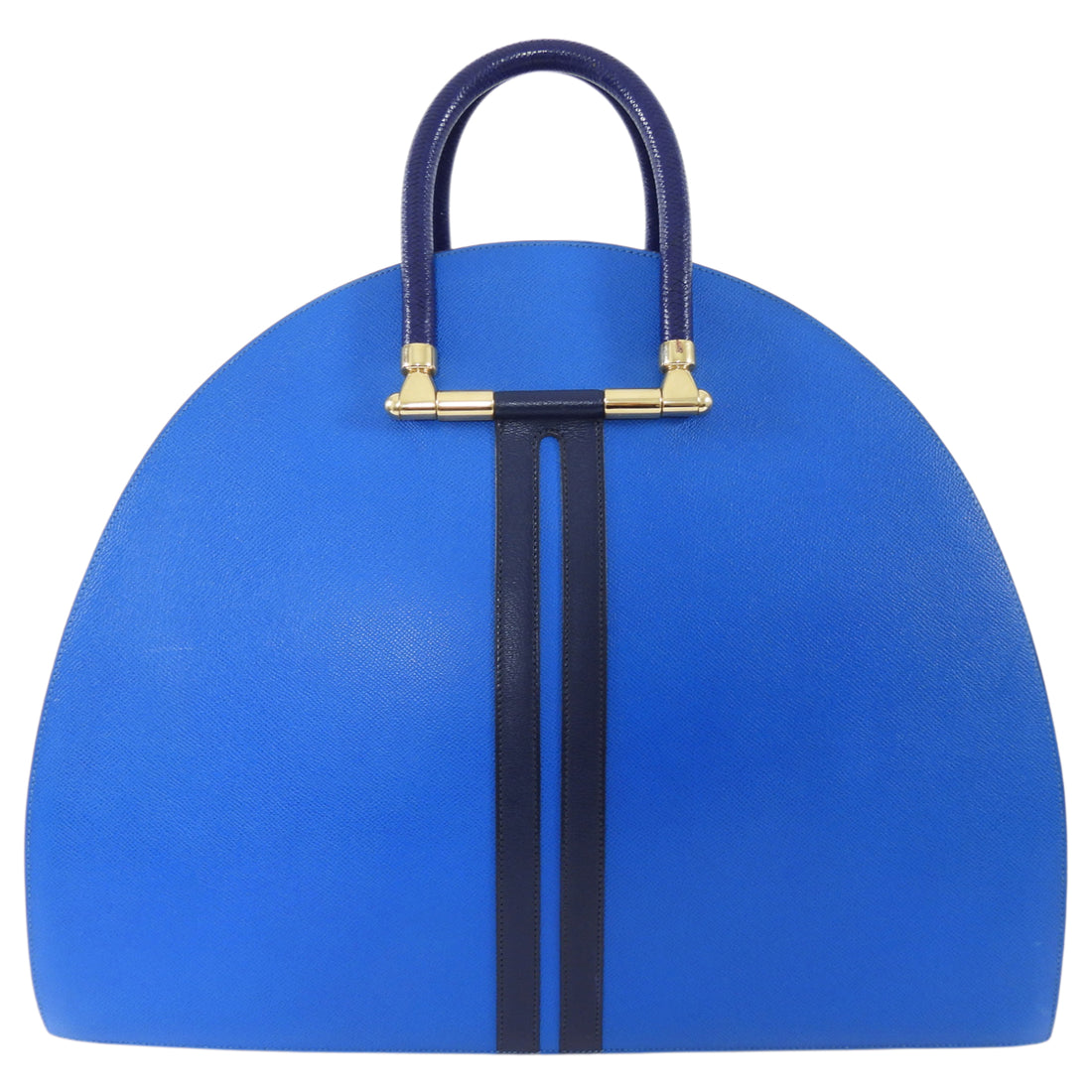 Hermes Vintage 1994 Gobi Blue Leather Hand Luggage Overnight Bag