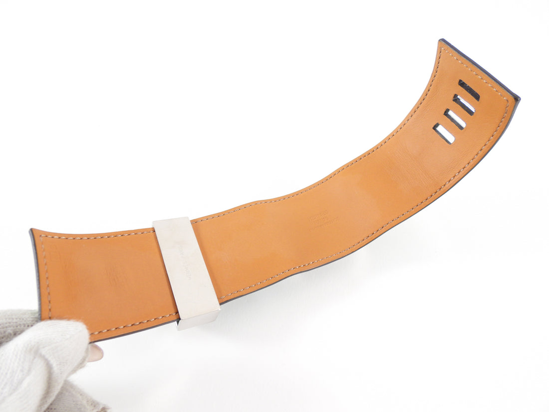 Hermes Bamboo Green Swift PHW Collier de Chien Cuff Bracelet