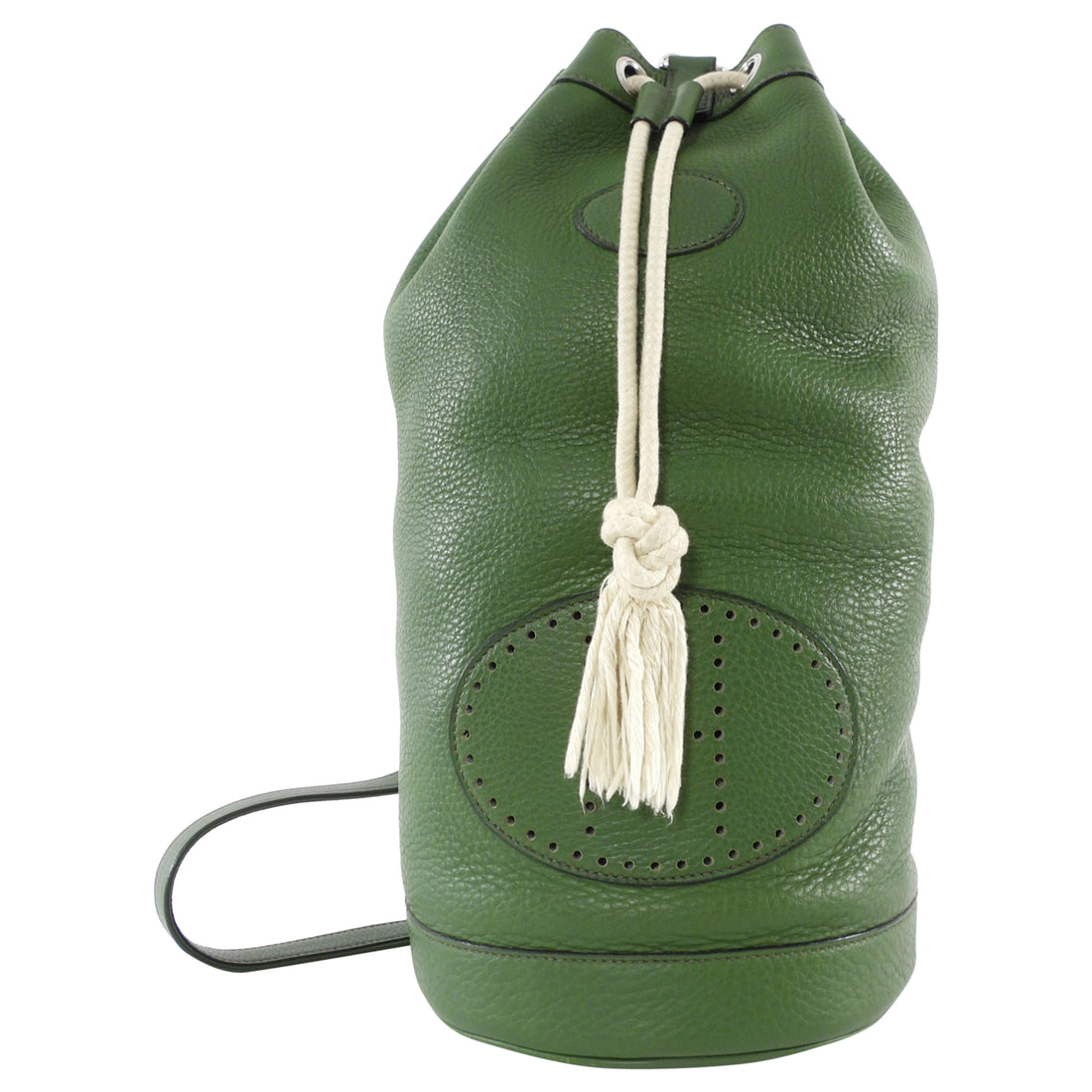 Hermes Vintage 2000 Green Clemence Lunch Drawstring Shoulder Bag
