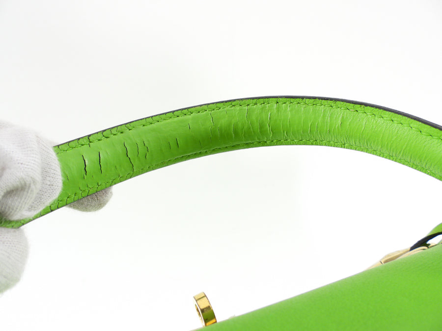 Hermes Vintage 1997 Apple Green Gulliver Leather Kelly 32cm Bag GHW