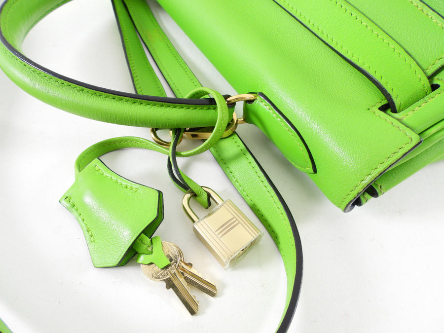 Hermes Vintage 1997 Apple Green Gulliver Leather Kelly 32cm Bag GHW